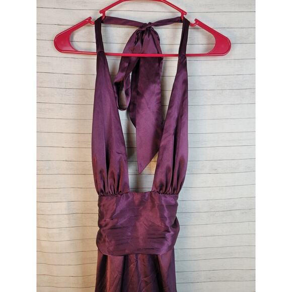 LUCY IN THE SKY WAVERLY SATIN MINI DRESS IN PURPLE, SZ LARGE - Picture 5 of 16